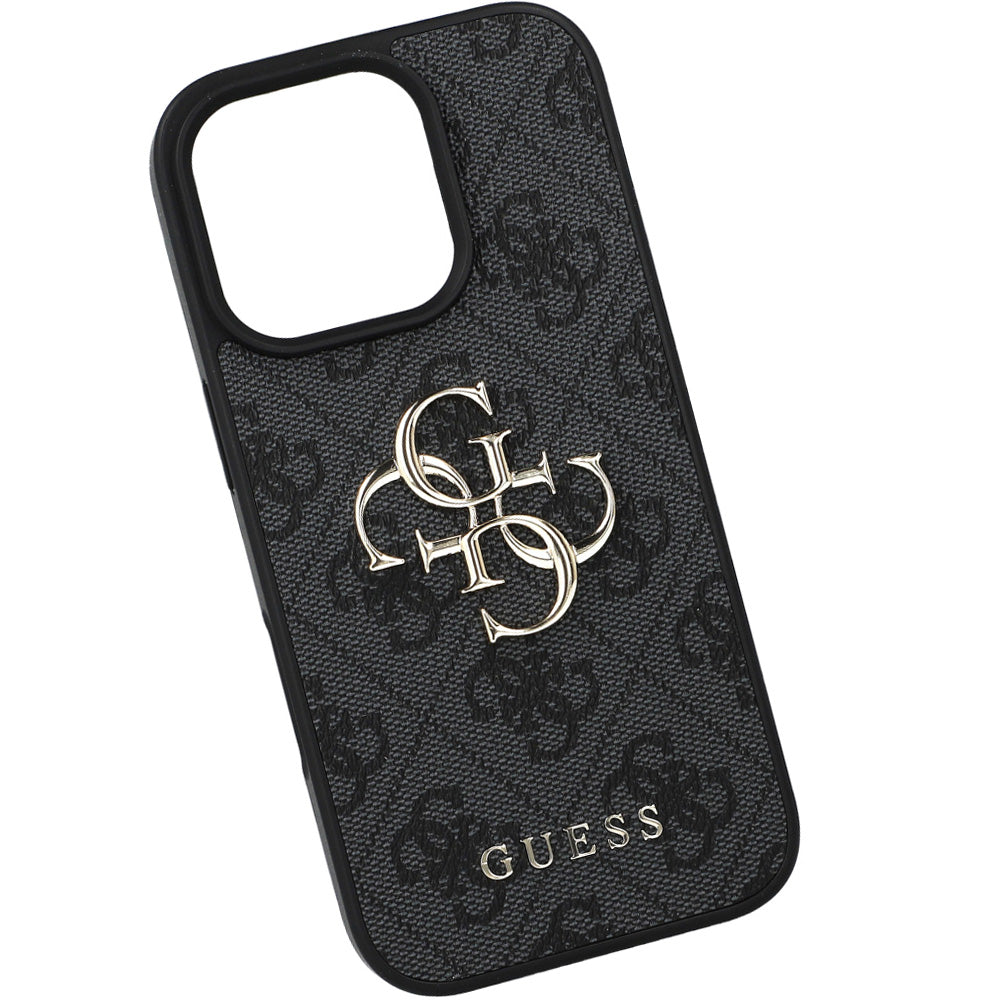 Handyhülle für iPhone 16 Pro, Guess Hardcase 4G Big Metal Logo, Schwarz