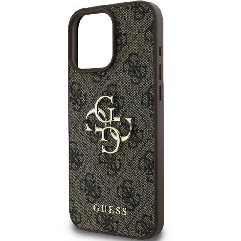 Handyhülle für iPhone 16 Pro Max, Guess Hardcase 4G Big Metal Logo, Braun
