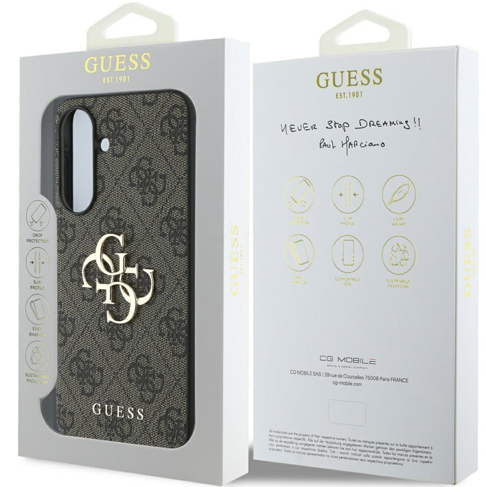 Handyhülle für Galaxy A56 5G, Guess Hardcase 4G Big Metal Logo, Braun