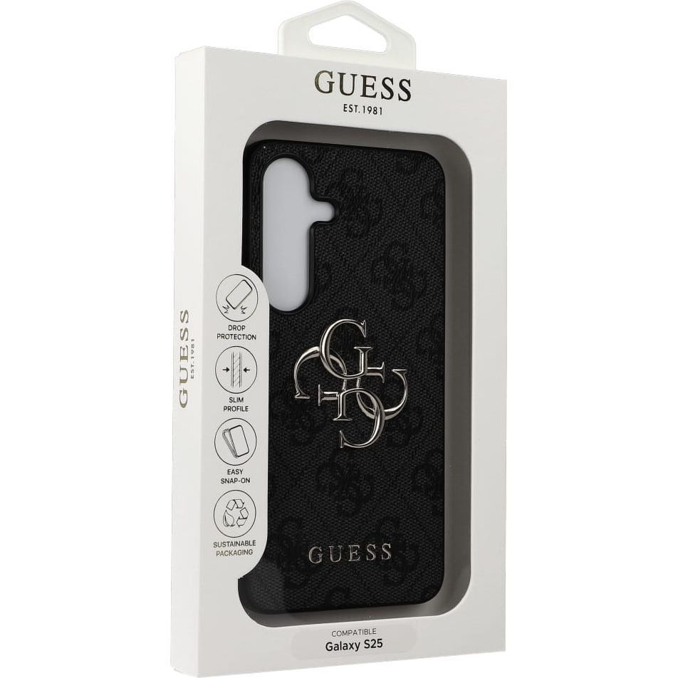 Handyhülle für Galaxy S25, Guess Hardcase 4G Big Metal Logo, Schwarz