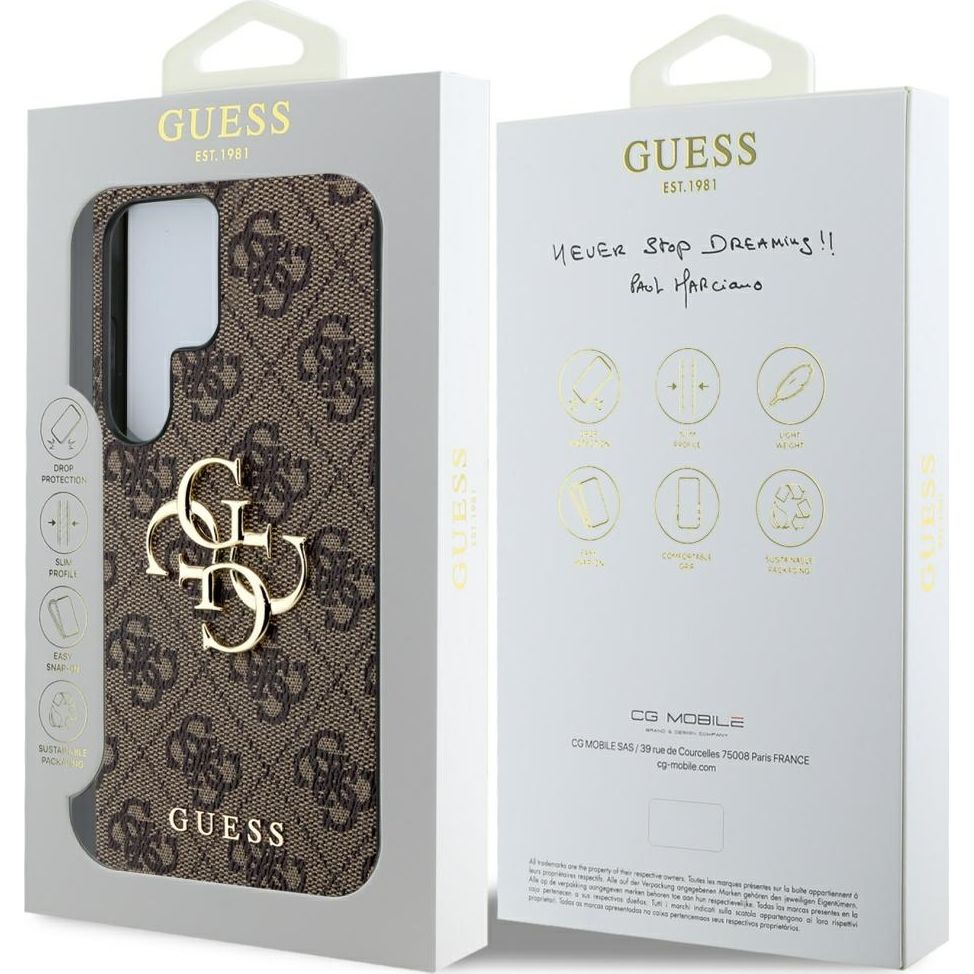 Handyhülle für Galaxy S25 Ultra, Guess Hardcase 4G Big Metal Logo, Braun