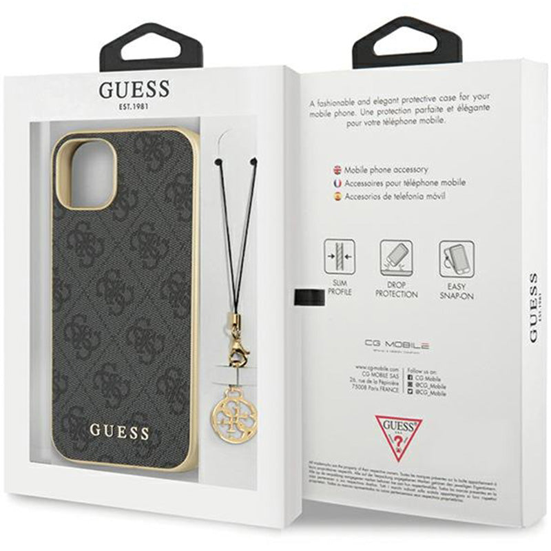 Schutzhülle Guess 4G Charms Collection für iPhone 14, Grau