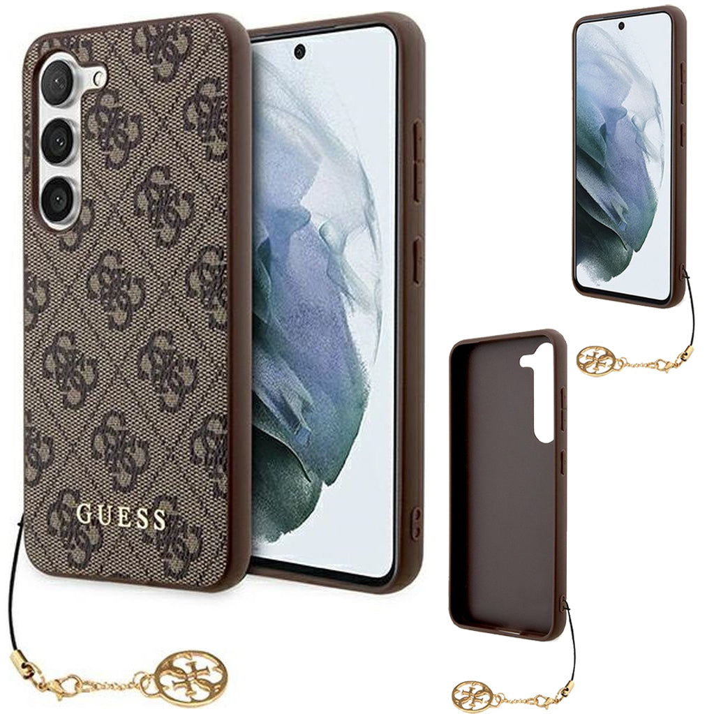 Schutzhülle für Galaxy A55, Guess 4G Charms Collection, Braun