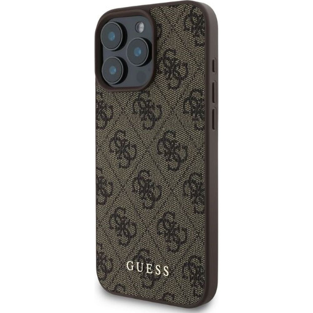 Handyhülle für iPhone 16 Pro, Guess Hardcase 4G Classic, Braun
