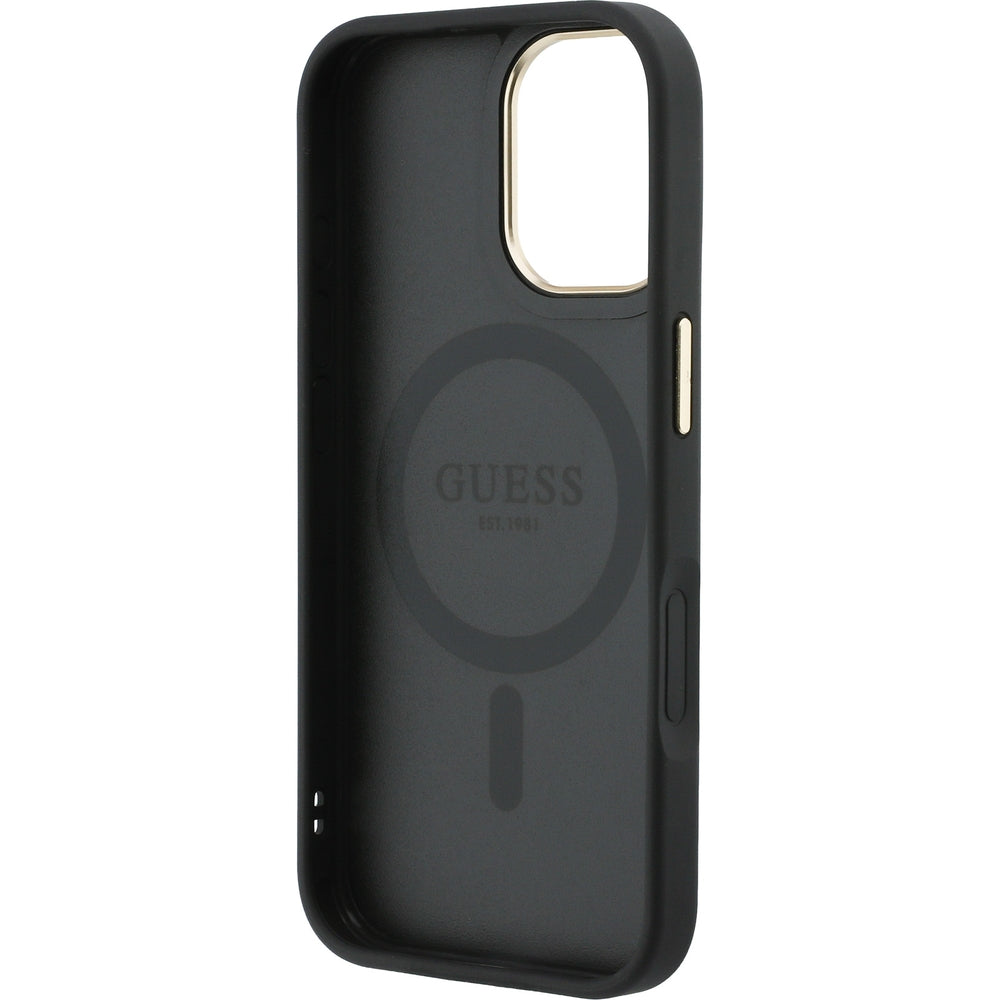 Handyhülle für iPhone 17, Guess Hardcase 4G Classic MagSafe, Schwarz