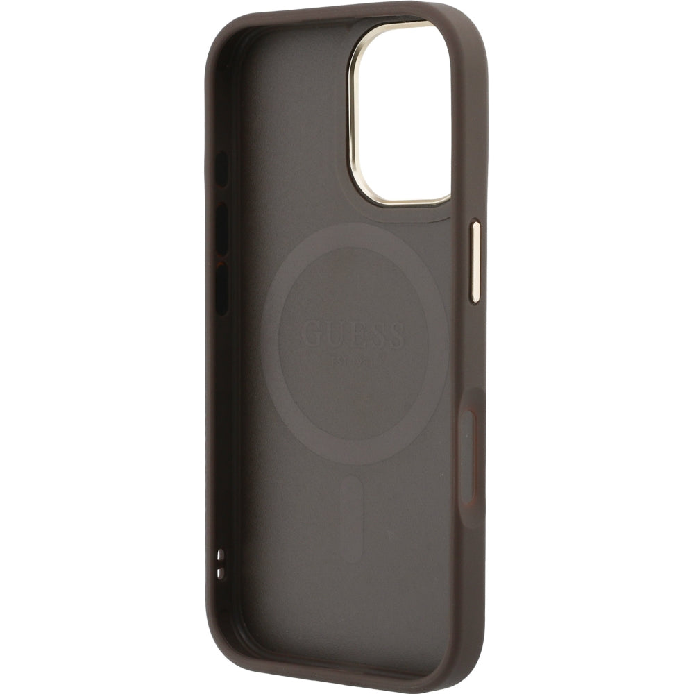 Handyhülle für iPhone 17, Guess Hardcase 4G Classic MagSafe, Braun