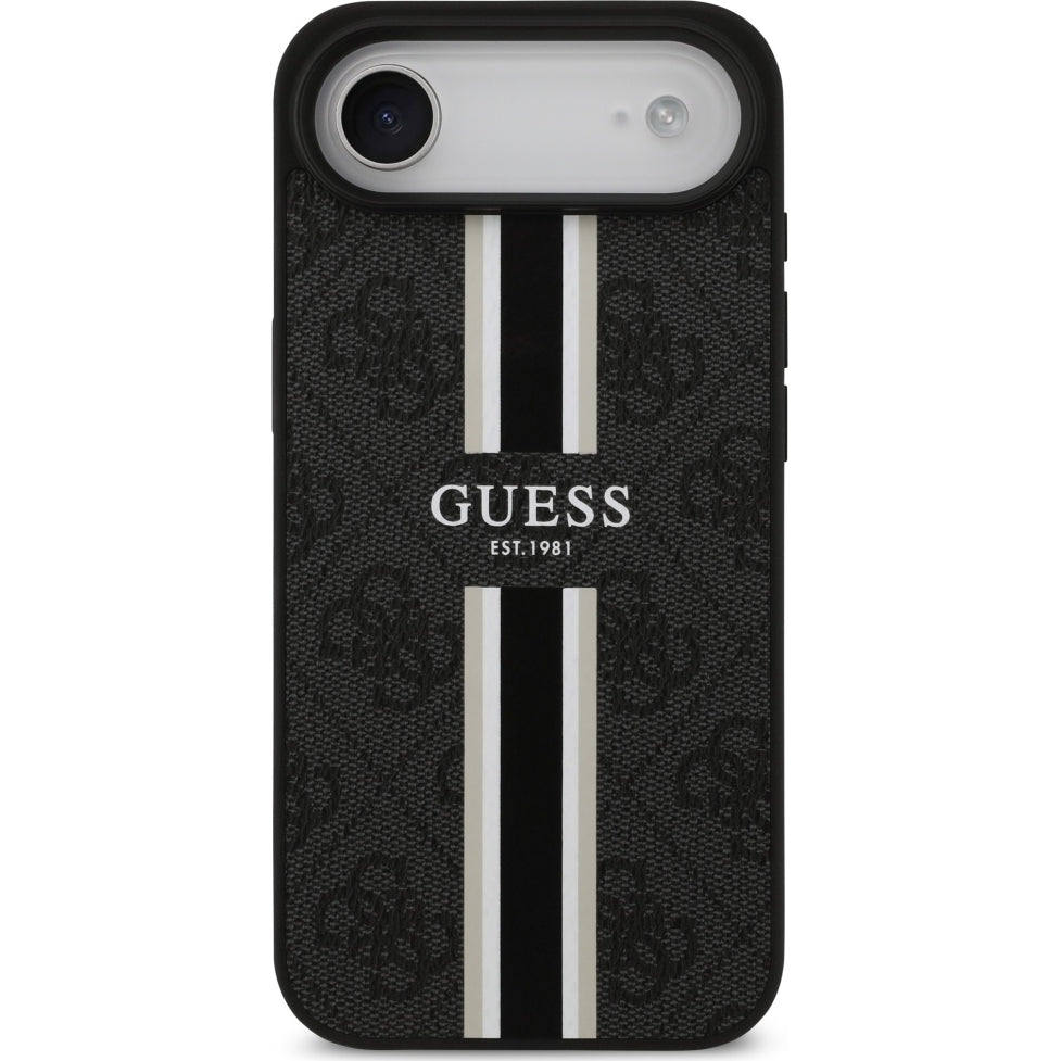 Handyhülle für iPhone Air, Guess Hardcase 4G Printed Stripes mit MagSafe, Schwarz