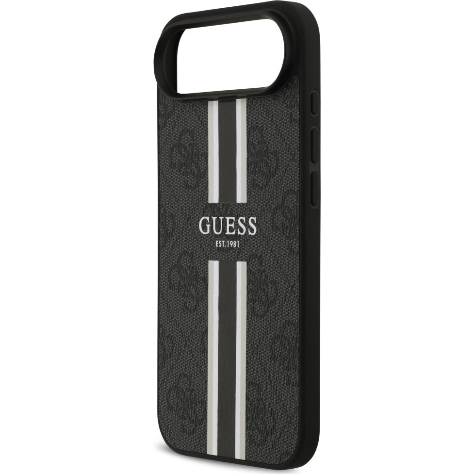 Handyhülle für iPhone Air, Guess Hardcase 4G Printed Stripes mit MagSafe, Schwarz