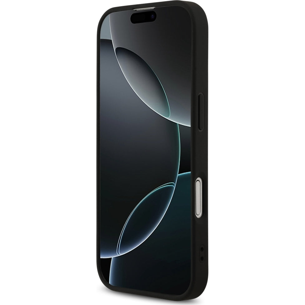 Handyhülle für iPhone 17, Guess Hardcase 4G Printed Stripes mit MagSafe, Schwarz