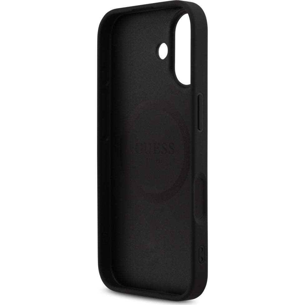 Handyhülle für iPhone 17, Guess Hardcase 4G Printed Stripes mit MagSafe, Schwarz