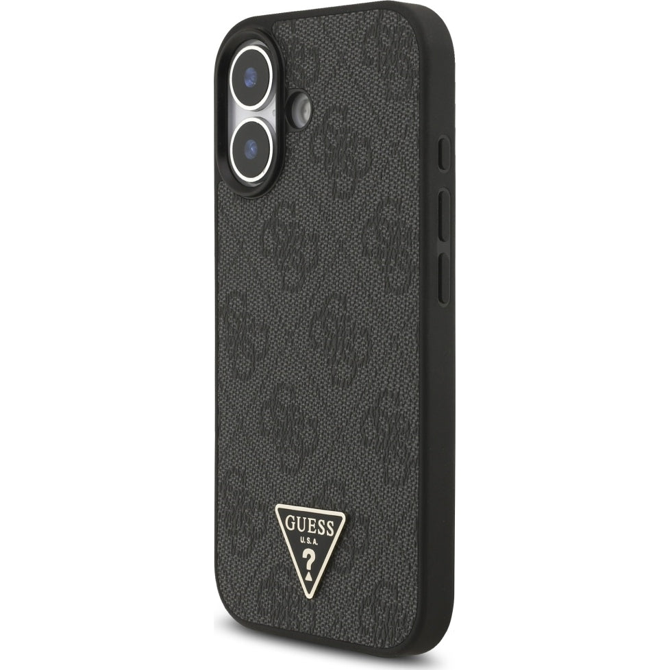 Handyhülle für iPhone 17, Guess 4G Strap Triangle Logo MagSafe, Schwarz