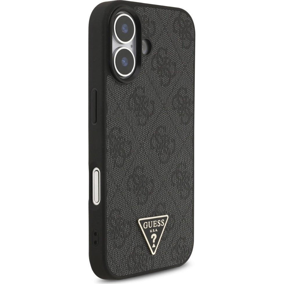 Handyhülle für iPhone 17, Guess 4G Strap Triangle Logo MagSafe, Schwarz