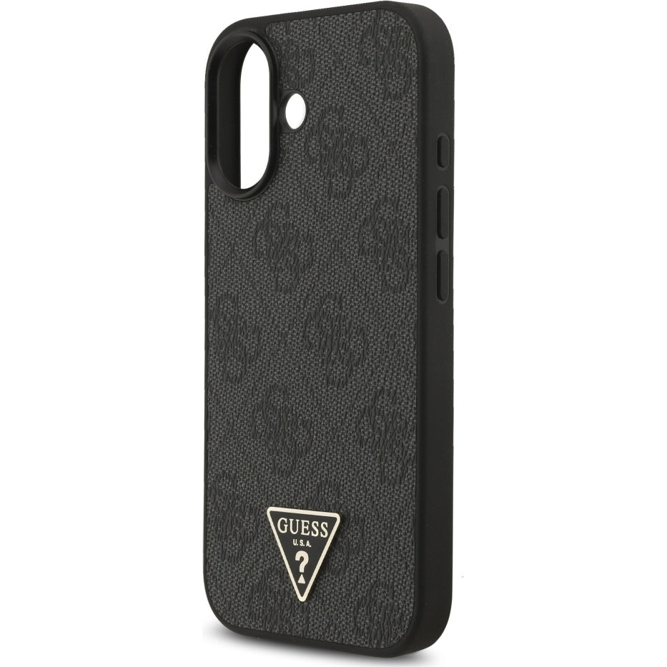 Handyhülle für iPhone 17, Guess 4G Strap Triangle Logo MagSafe, Schwarz
