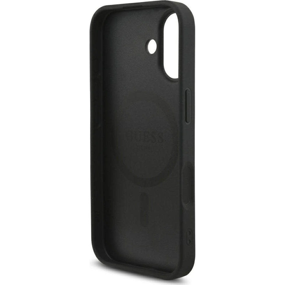 Handyhülle für iPhone 17, Guess 4G Strap Triangle Logo MagSafe, Schwarz