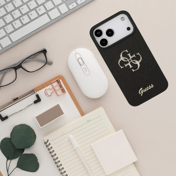 Handyhülle Guess Hardcase Fixed Glitter für iPhone 18 Pro / 17 Pro, Schwarz