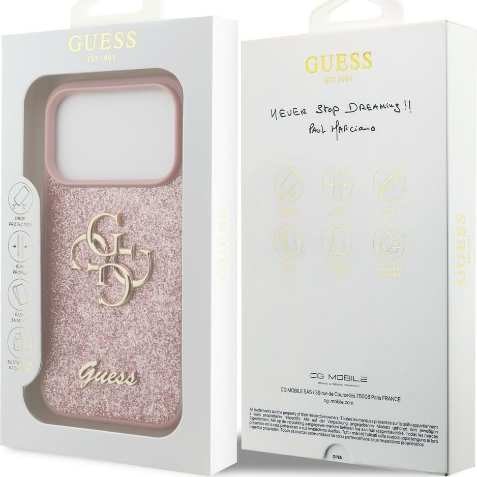 Handyhülle Guess Hardcase Fixed Glitter für iPhone 18 Pro / 17 Pro, Rosa