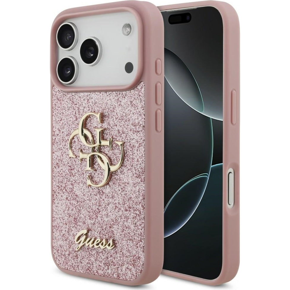 Handyhülle Guess Hardcase Fixed Glitter für iPhone 18 Pro / 17 Pro, Rosa