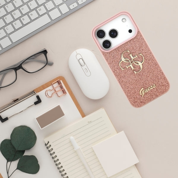 Handyhülle Guess Hardcase Fixed Glitter für iPhone 18 Pro / 17 Pro, Rosa