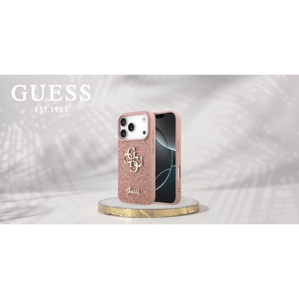 Handyhülle Guess Hardcase Fixed Glitter für iPhone 18 Pro / 17 Pro, Rosa