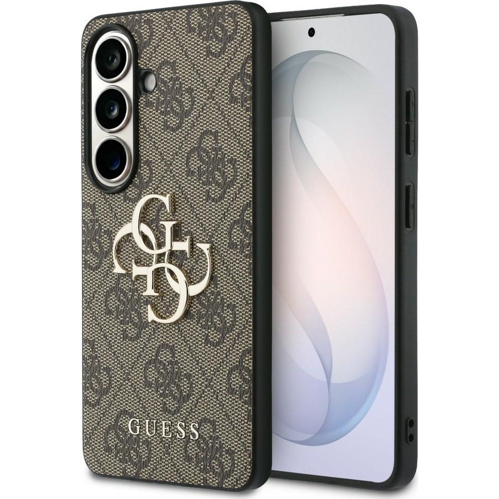 Handyhülle für Galaxy S26 Plus, Guess Hardcase Leather, Braun mit Big Logo Guess