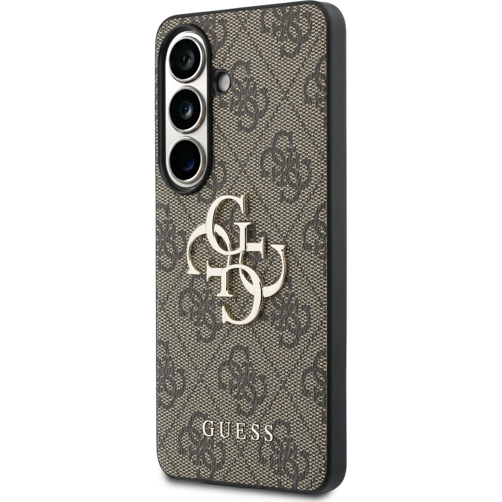 Handyhülle für Galaxy S26 Plus, Guess Hardcase Leather, Braun mit Big Logo Guess