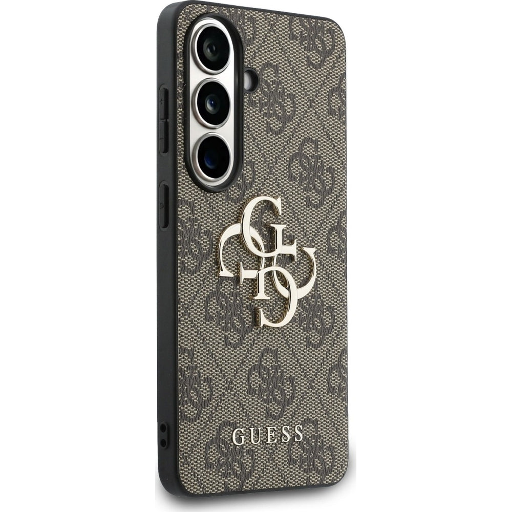 Handyhülle für Galaxy S26 Plus, Guess Hardcase Leather, Braun mit Big Logo Guess