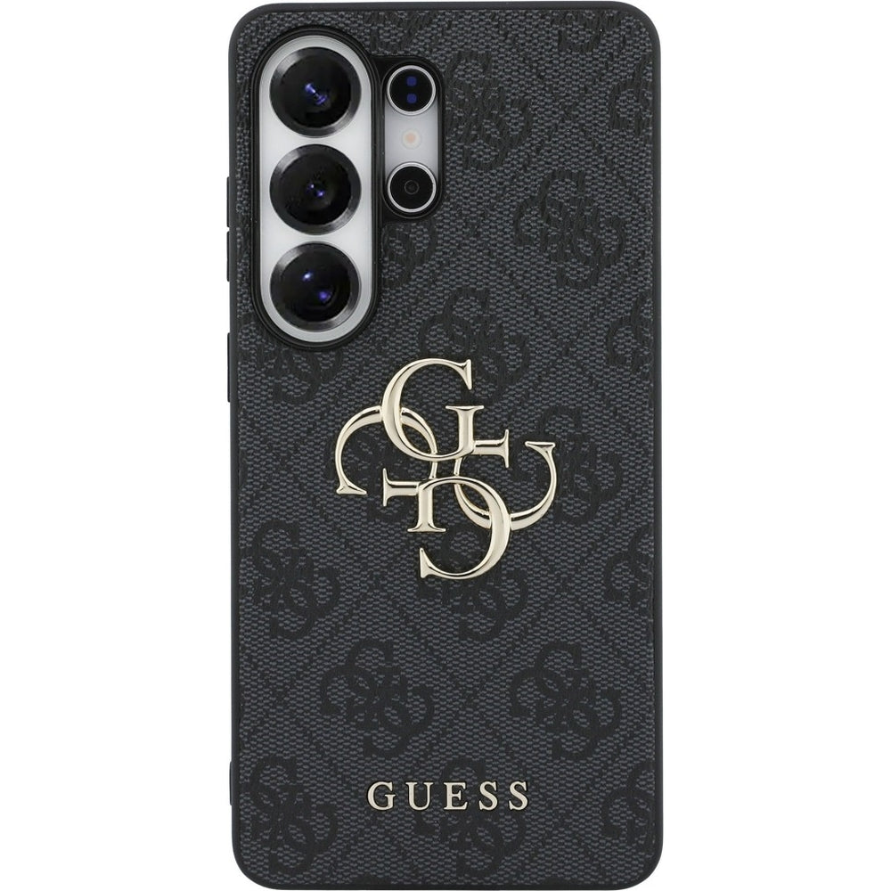 Handyhülle für Galaxy S26 Ultra, Guess Hardcase Leather, Schwarz mit Big Logo Guess