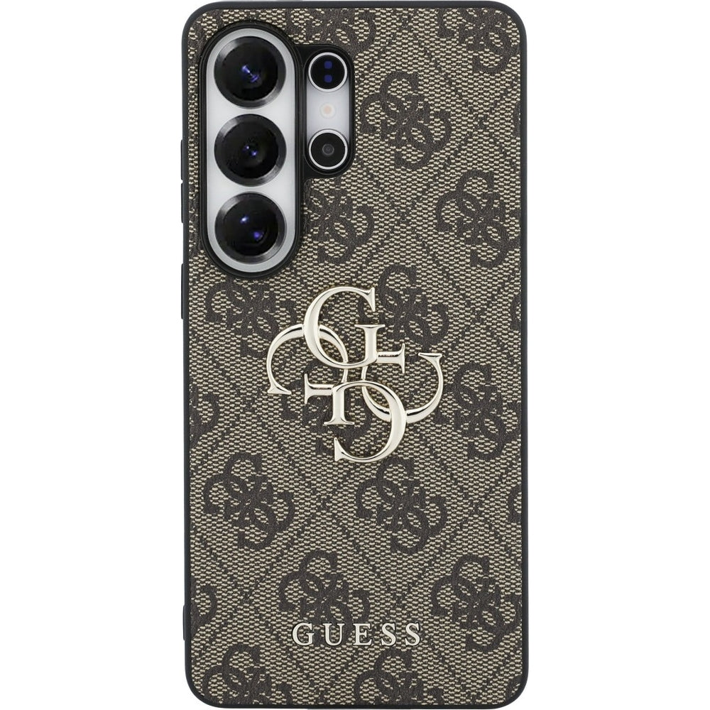 Handyhülle für Galaxy S26 Ultra, Guess Hardcase Leather, Braun mit Big Logo Guess