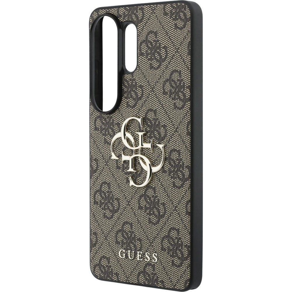 Handyhülle für Galaxy S26 Ultra, Guess Hardcase Leather, Braun mit Big Logo Guess