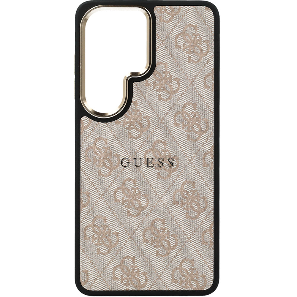 Handyhülle für Galaxy S26 Ultra, Guess Hardcase Leather Logo MagSafe, Rosa mit Classic Logo Guess