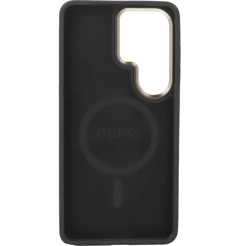 Handyhülle für Galaxy S26 Ultra, Guess Hardcase Leather Logo MagSafe, Rosa mit Classic Logo Guess