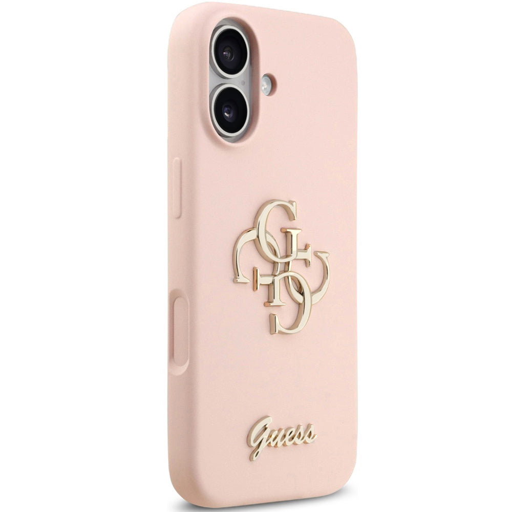 Handyhülle für iPhone 17, Guess Hardcase Silicone Big 4G Script, Hellrosa