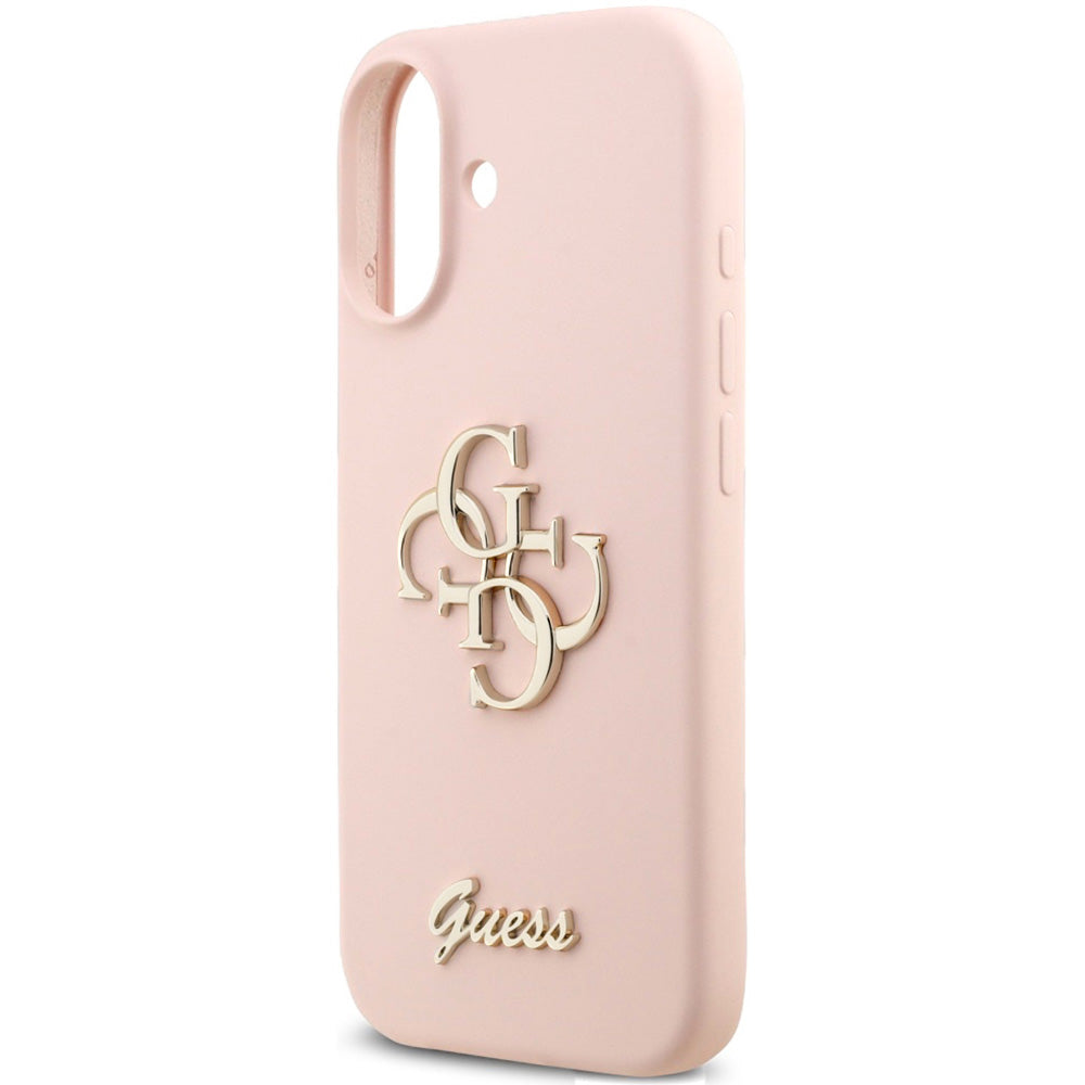 Handyhülle für iPhone 17, Guess Hardcase Silicone Big 4G Script, Hellrosa