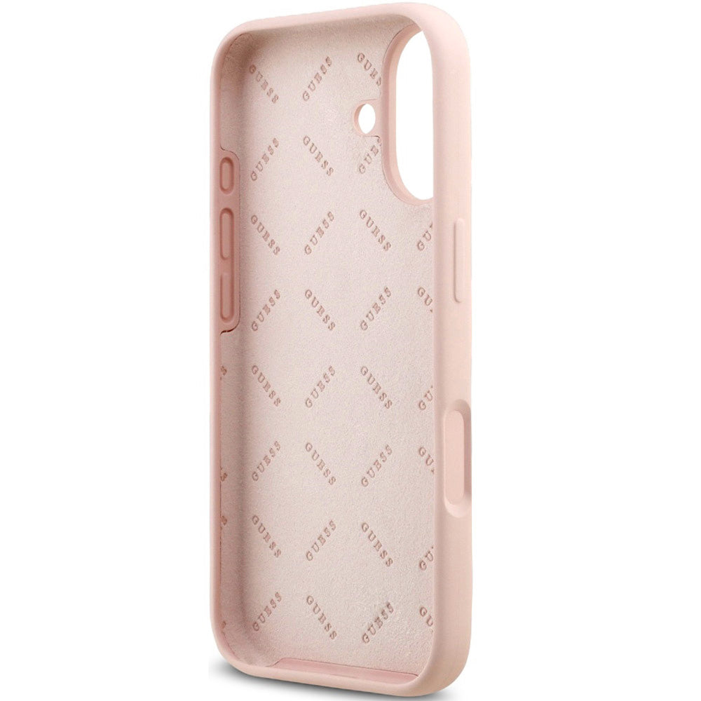 Handyhülle für iPhone 17, Guess Hardcase Silicone Big 4G Script, Hellrosa