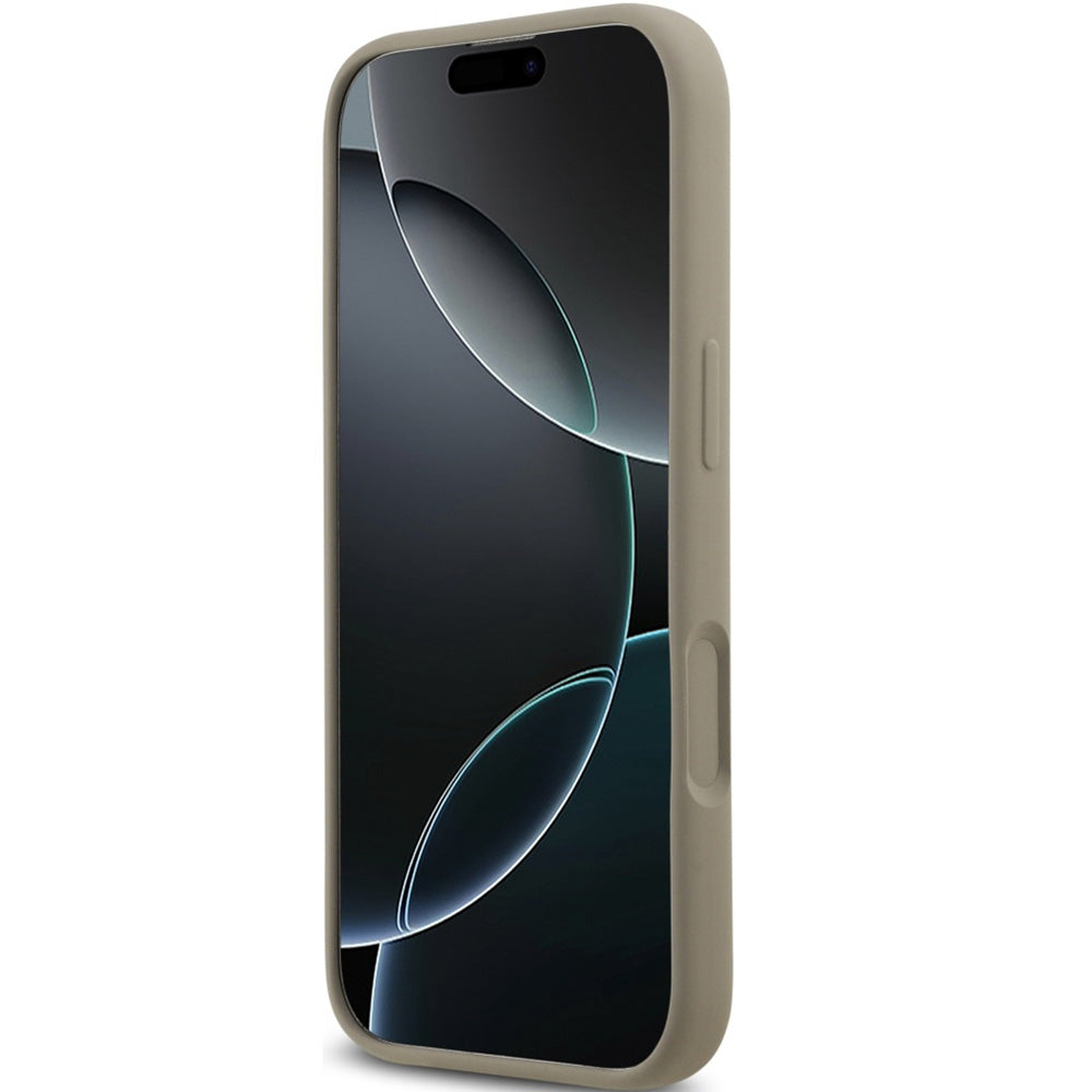 Handyhülle für iPhone 17, Guess Hardcase Silicone Big 4G Script, Braun
