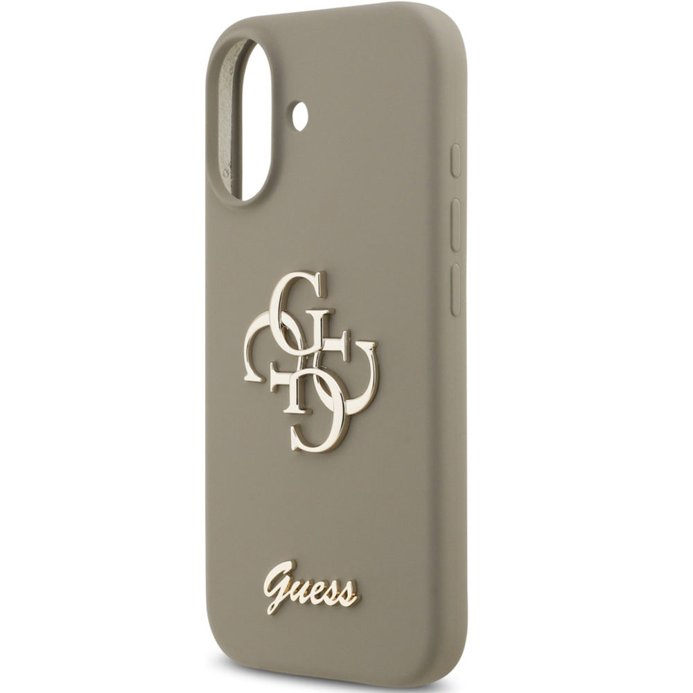 Handyhülle für iPhone 17, Guess Hardcase Silicone Big 4G Script, Braun