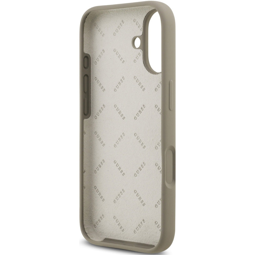 Handyhülle für iPhone 17, Guess Hardcase Silicone Big 4G Script, Braun