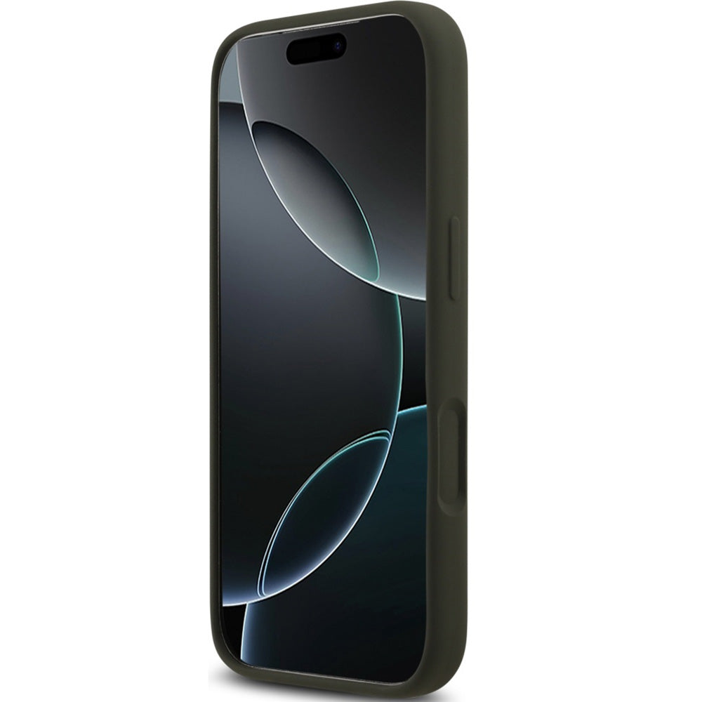 Handyhülle für iPhone 17 Pro, Guess Hardcase Silicone Big 4G Script, Dunkelgrün