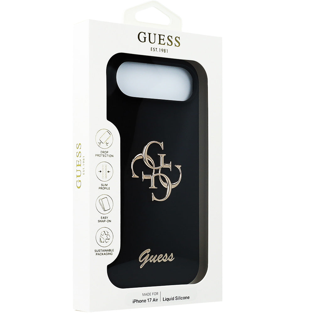 Handyhülle für iPhone Air, Guess Hardcase Silicone Big 4G Script, Schwarz