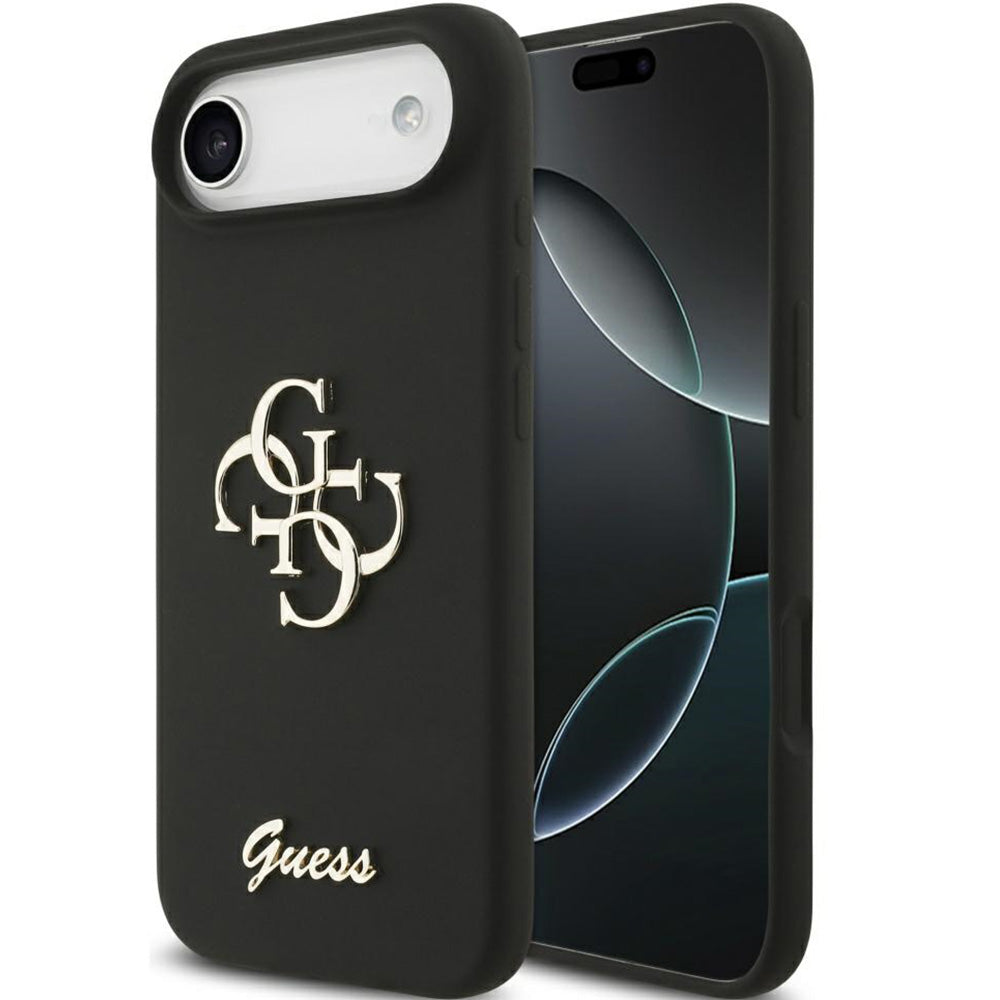 Handyhülle für iPhone Air, Guess Hardcase Silicone Big 4G Script, Schwarz