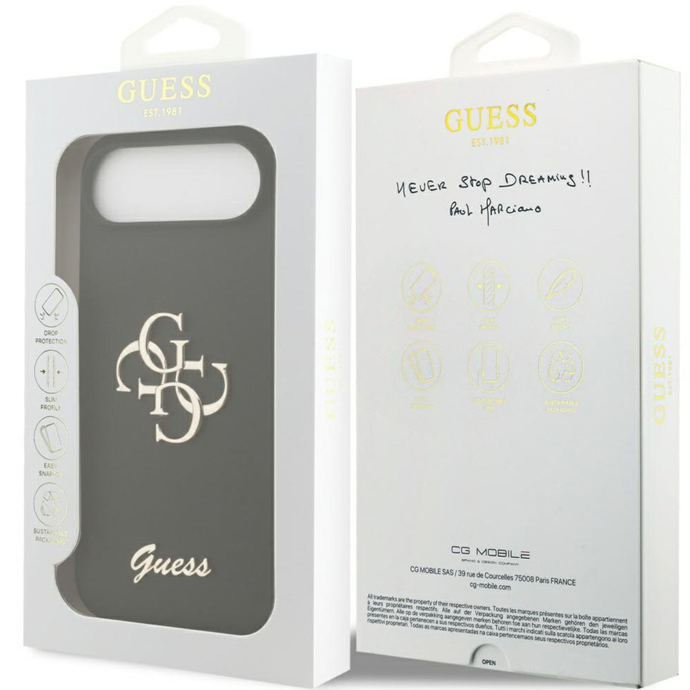Handyhülle für iPhone Air, Guess Hardcase Silicone Big 4G Script, Schwarz