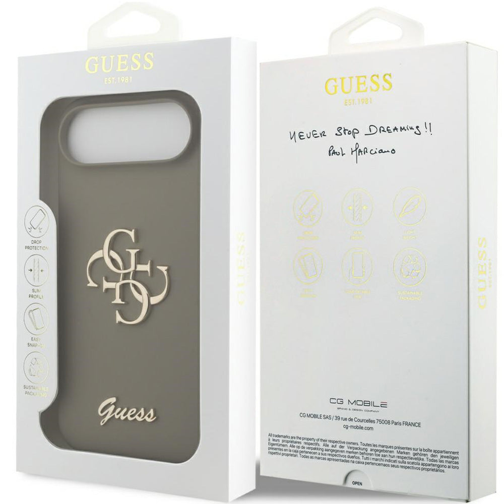 Handyhülle für iPhone Air, Guess Hardcase Silicone Big 4G Script, Braun