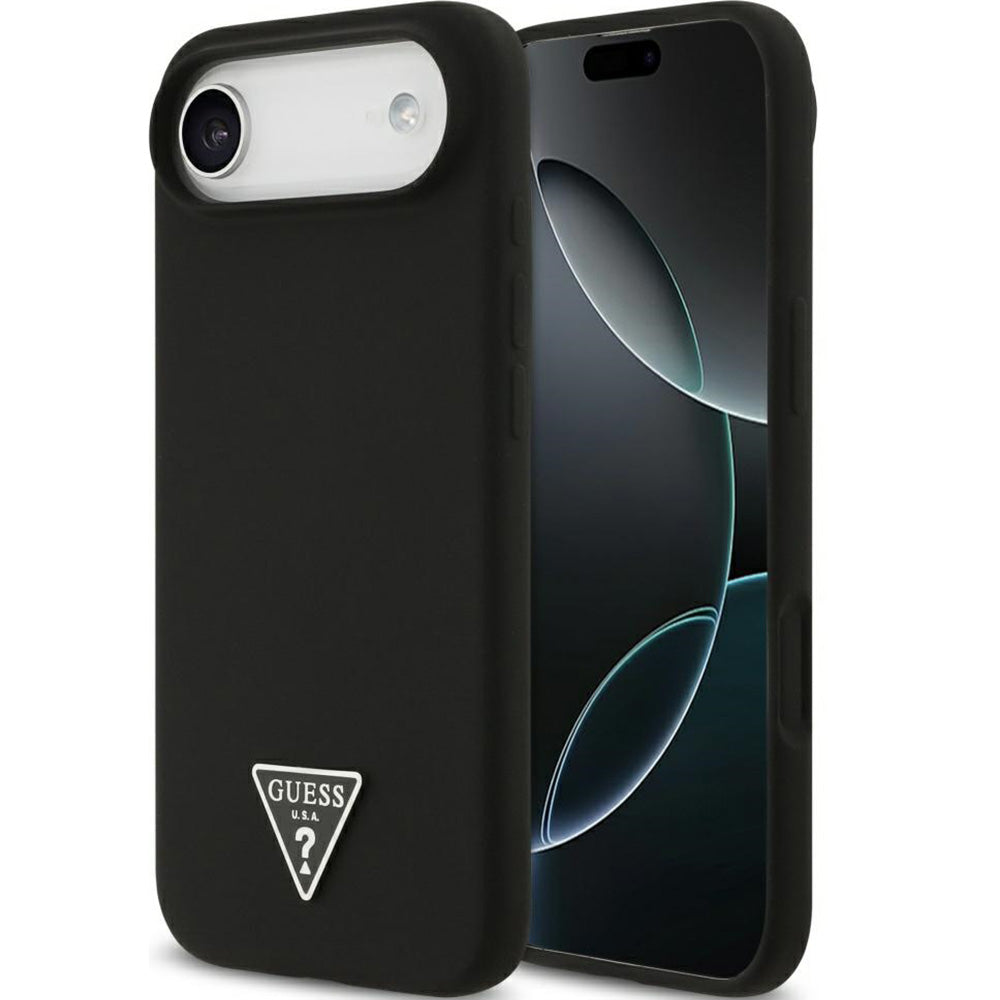 Handyhülle für iPhone Air, Guess Hardcase Silicone Triangle Logo mit MagSafe, Schwarz