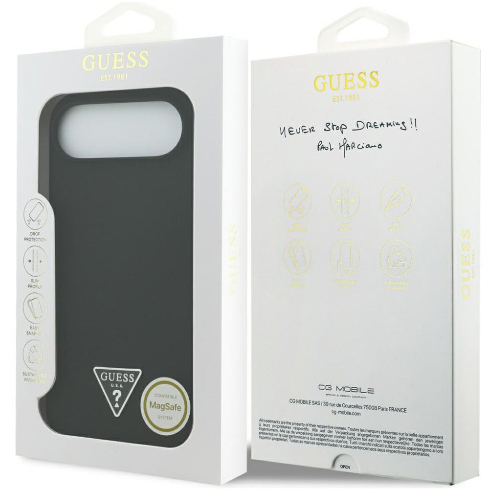 Handyhülle für iPhone Air, Guess Hardcase Silicone Triangle Logo mit MagSafe, Schwarz