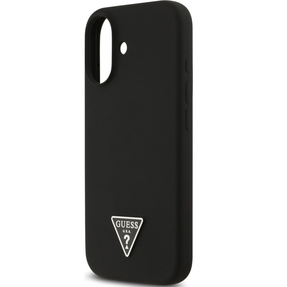 Handyhülle für iPhone 17, Guess Hardcase Silicone Triangle Logo mit MagSafe, Schwarz