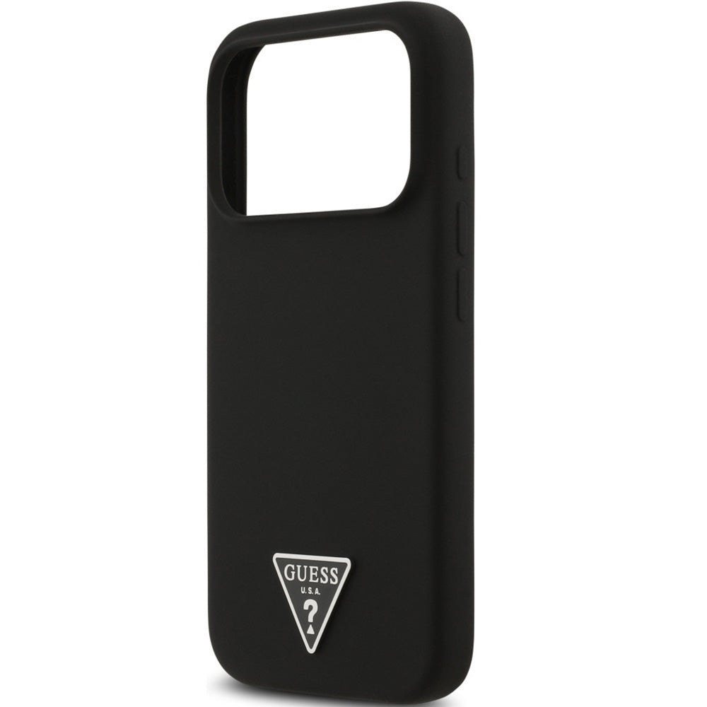 Handyhülle für iPhone 17 Pro Max, Guess Hardcase Silicone Triangle Logo mit MagSafe, Schwarz