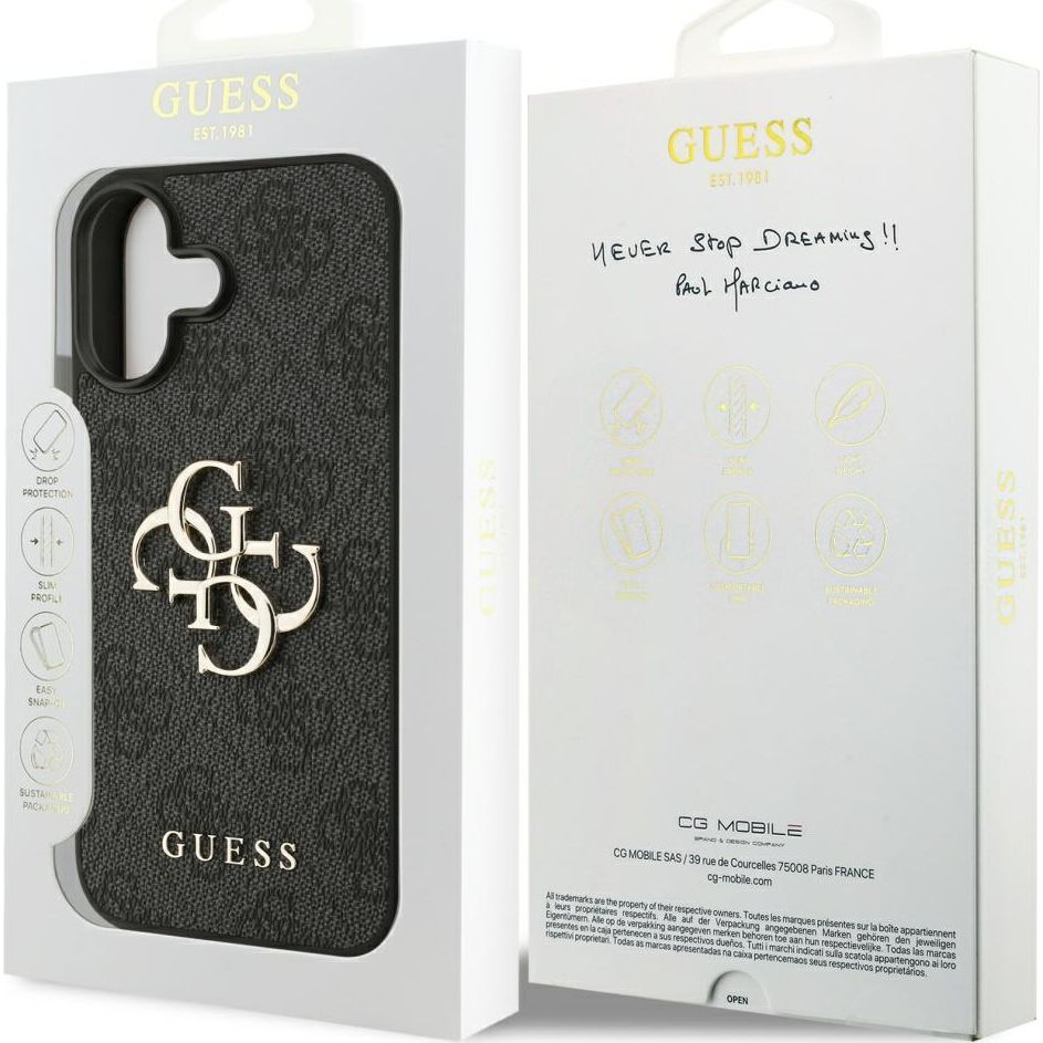 Handyhülle für iPhone 17, Guess Hardcase 4G Big Metal Logo, Schwarz
