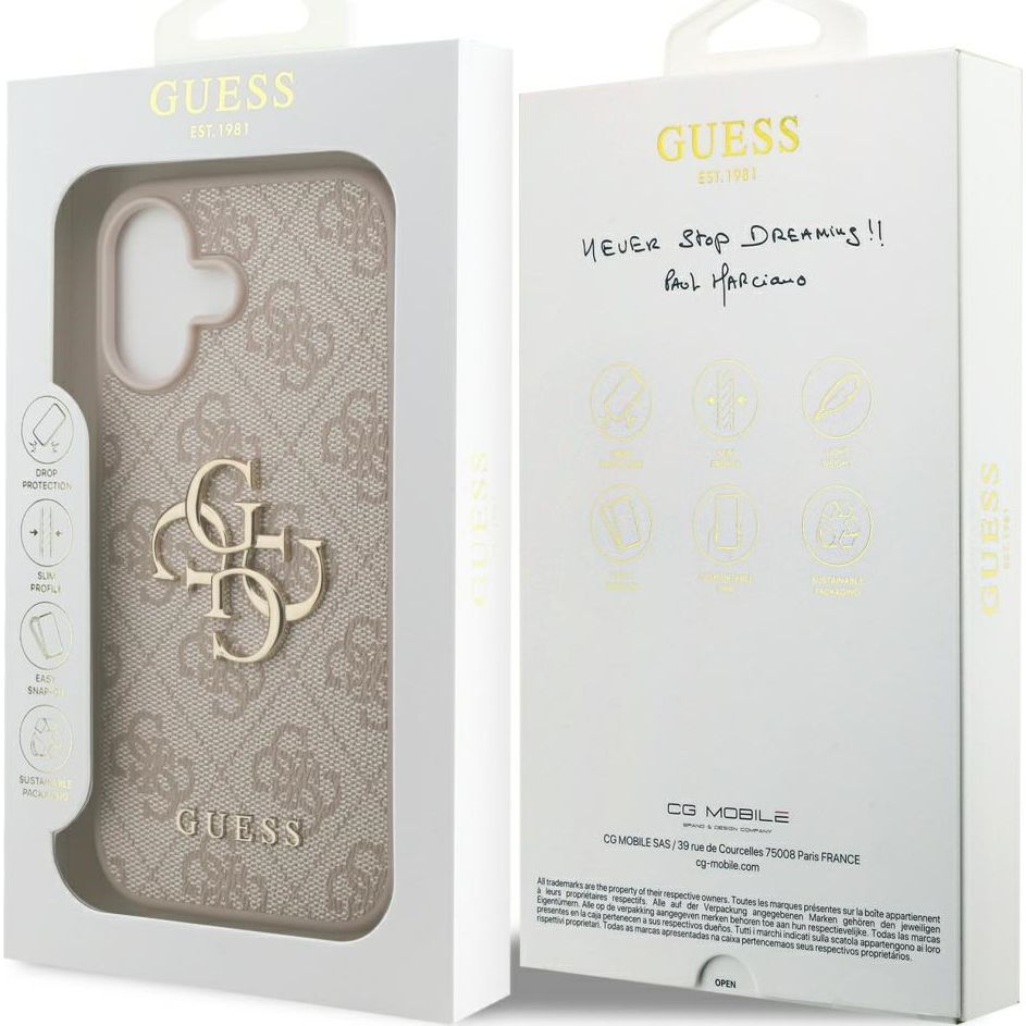 Handyhülle für iPhone 17, Guess Hardcase 4G Big Metal Logo, Rosa