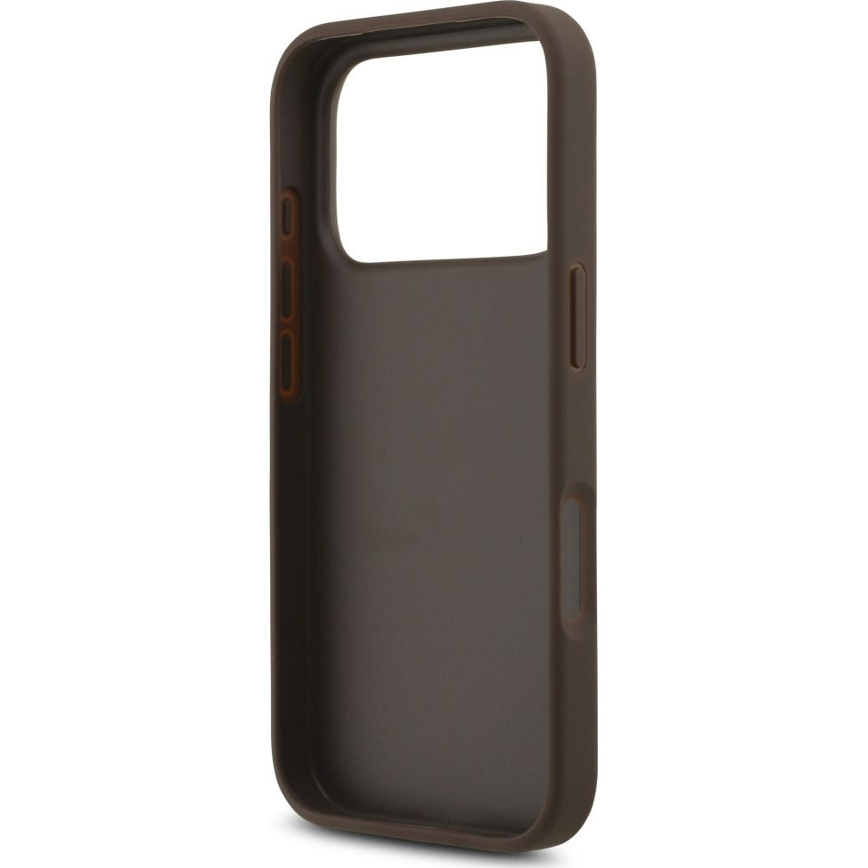 Handyhülle für iPhone 17 Pro, Guess Hardcase 4G Big Metal Logo, Braun