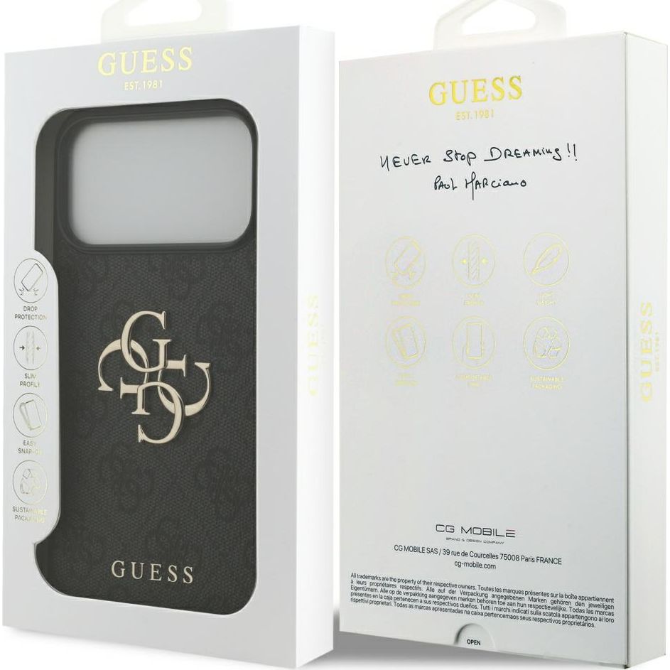 Handyhülle für iPhone 17 Pro Max, Guess Hardcase 4G Big Metal Logo, Schwarz